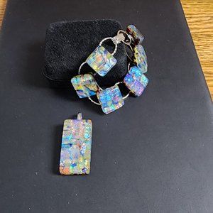 Allie Cat Kaleidoscope Pendant/Bracelet Set